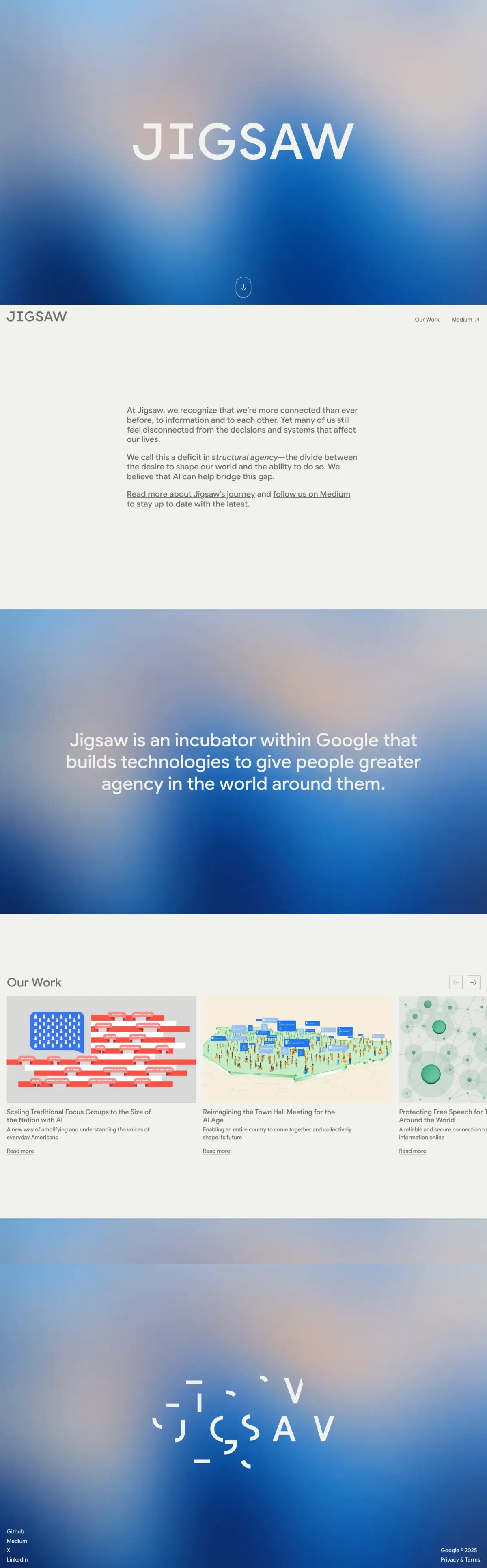 Full-page screenshot of the Jigsaw website
