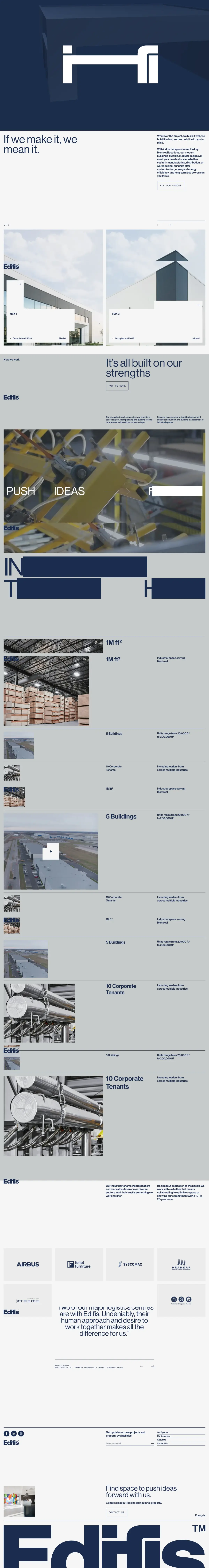 Full-page screenshot of the Edifis website