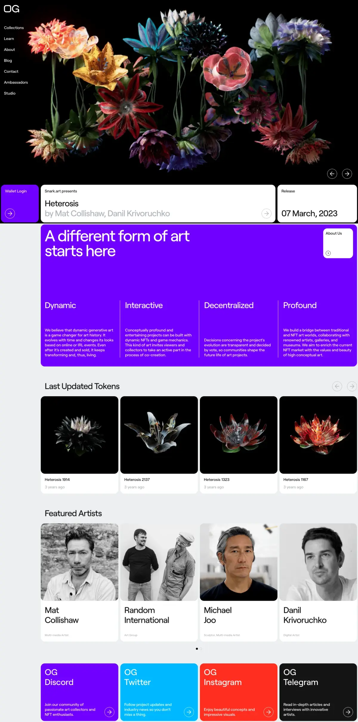 Full-page screenshot of the OG.Art website