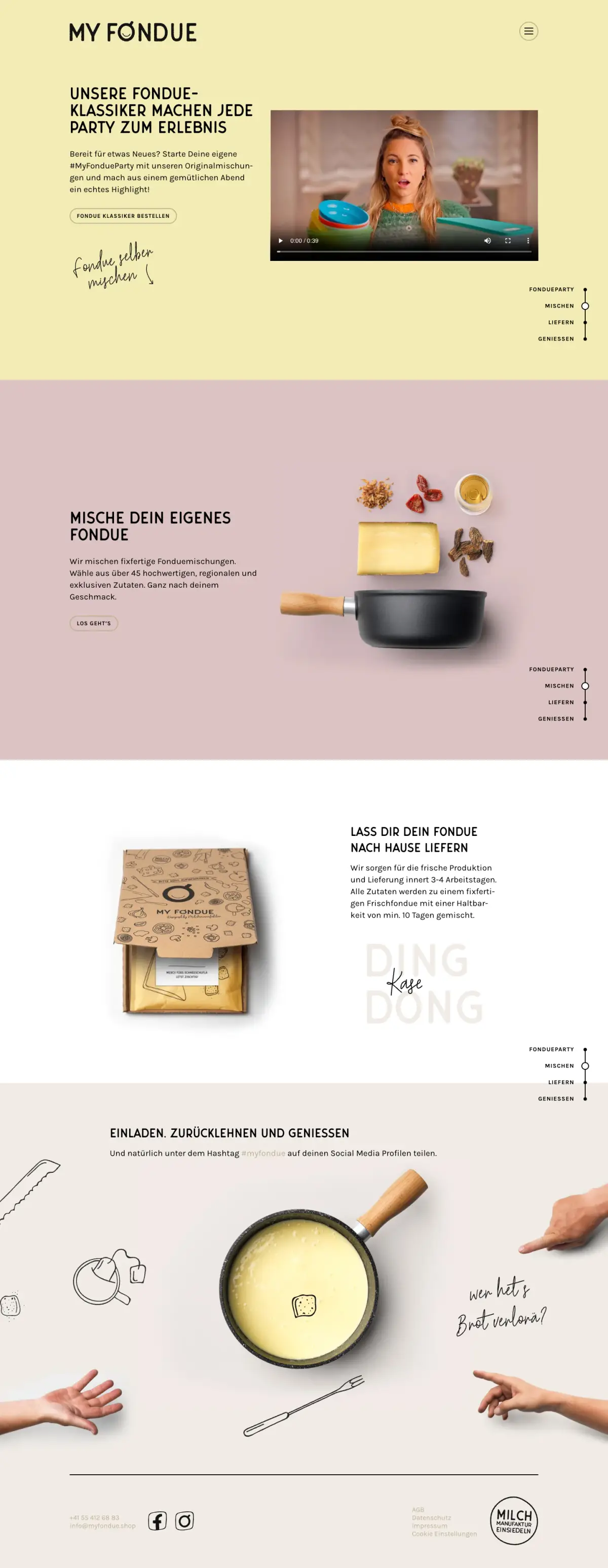 Full-page screenshot of the MyFondue website