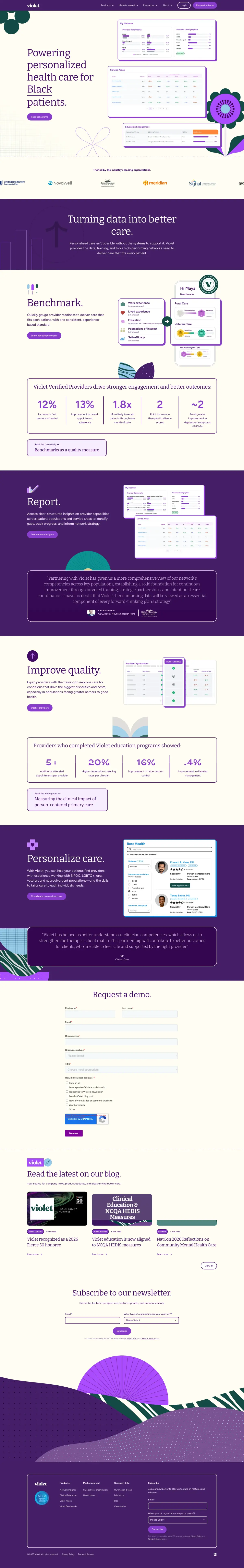Full-page screenshot of the Violet website