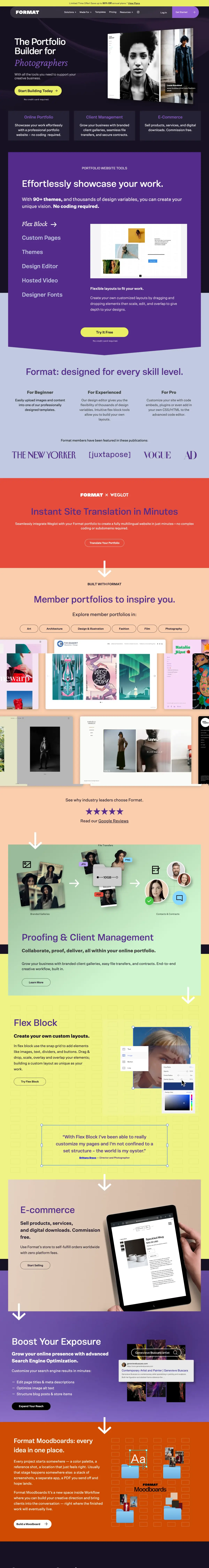Full-page screenshot of the Format website