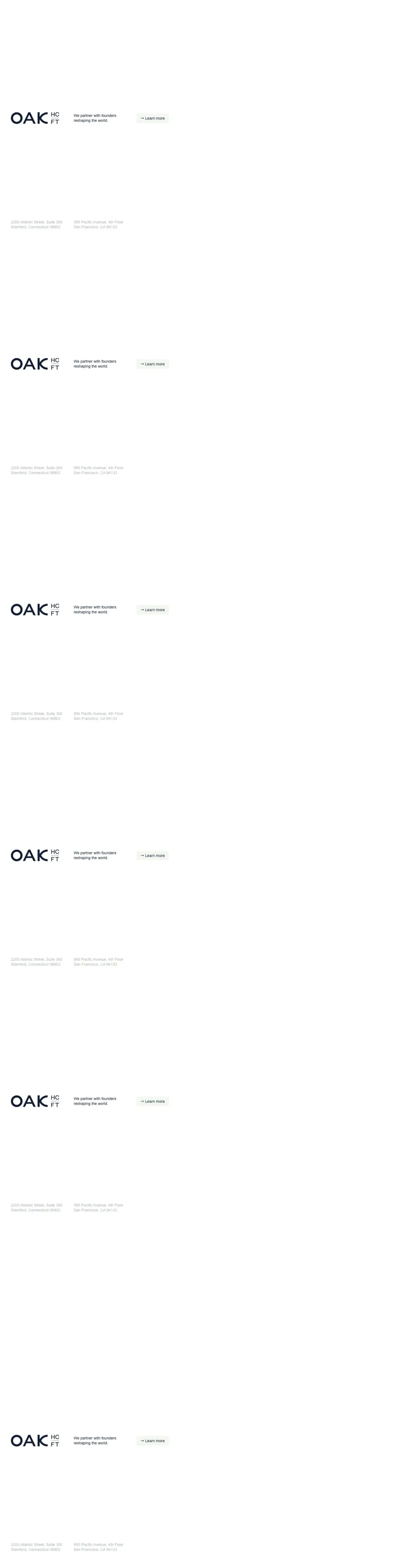 Full-page screenshot of the Oak HC/FT website