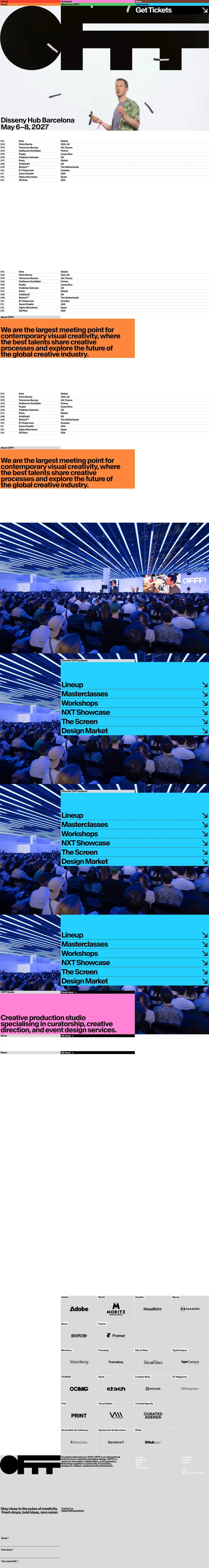 Full-page screenshot of the OFFF Barcelona website