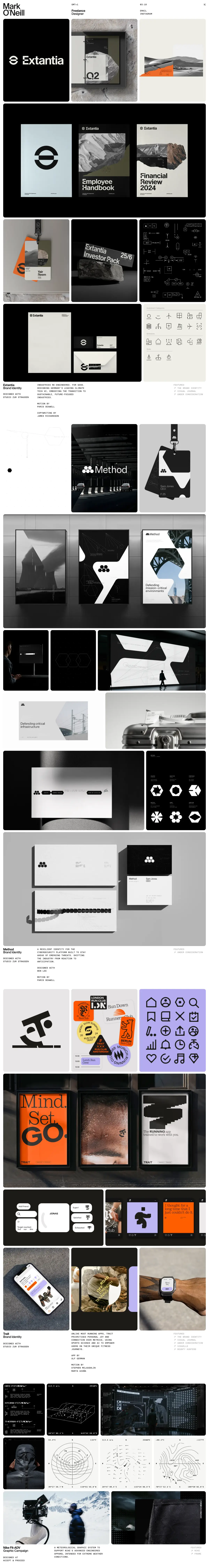 Full-page screenshot of the Mark O'Neill Studio website