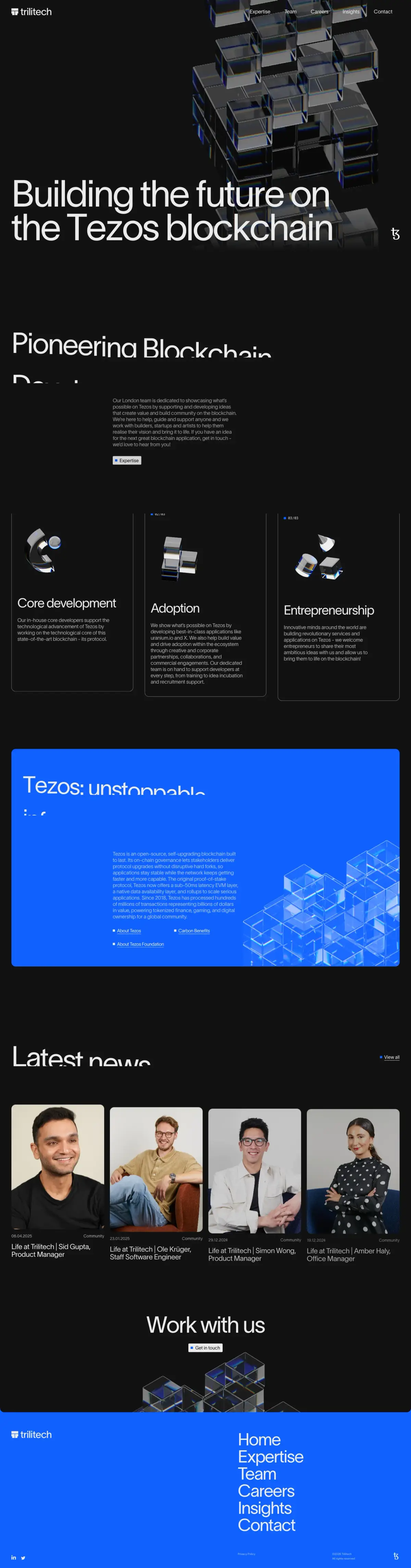Full-page screenshot of the TriliTech website