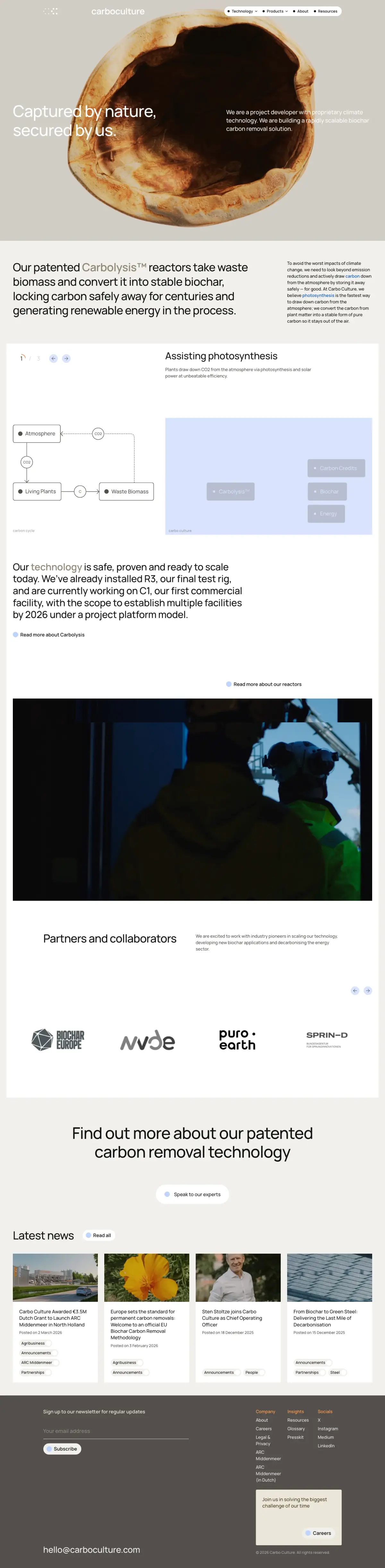 Full-page screenshot of the Carbo Culture website