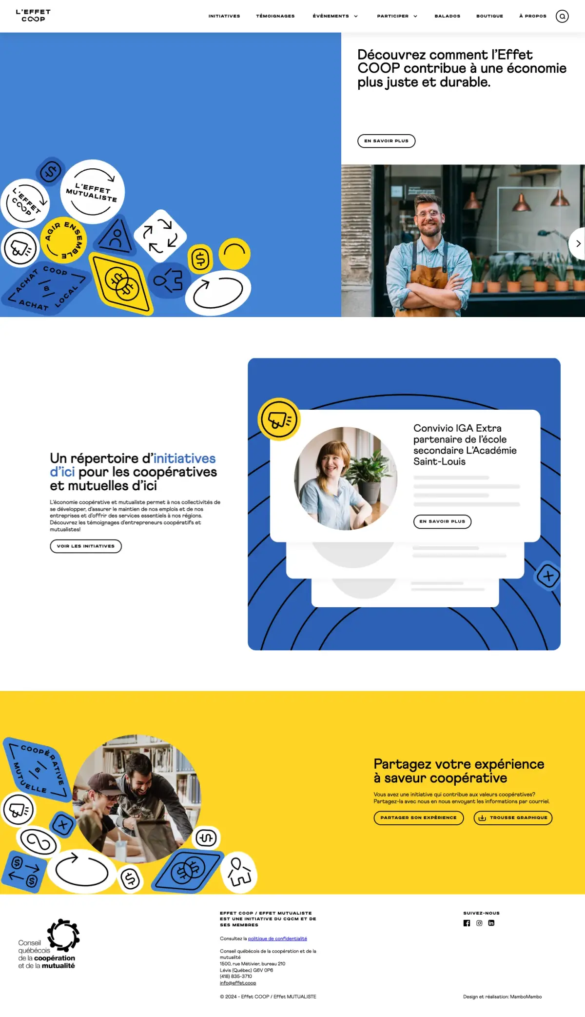 Full-page screenshot of the Effet COOP website