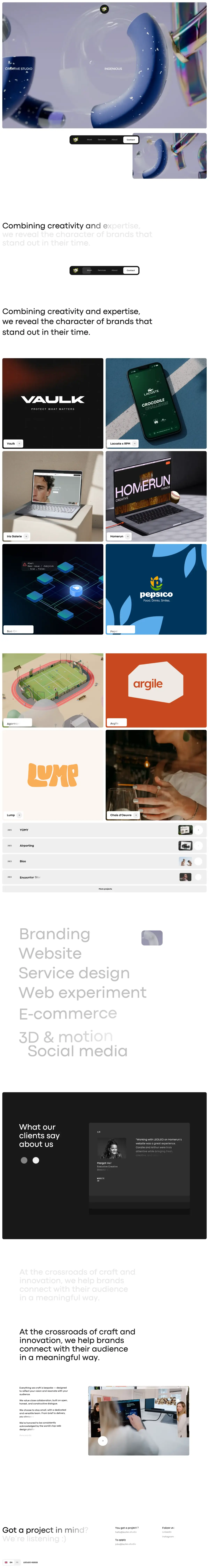 Full-page screenshot of the Leoleo Studio website