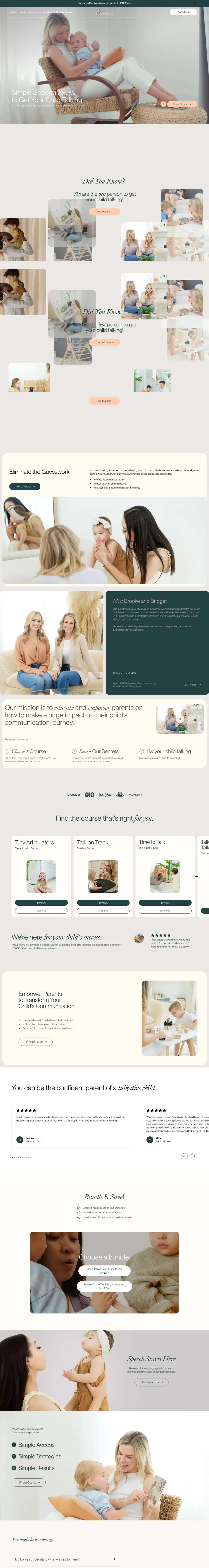 Full-page screenshot of the Speech Sisters website