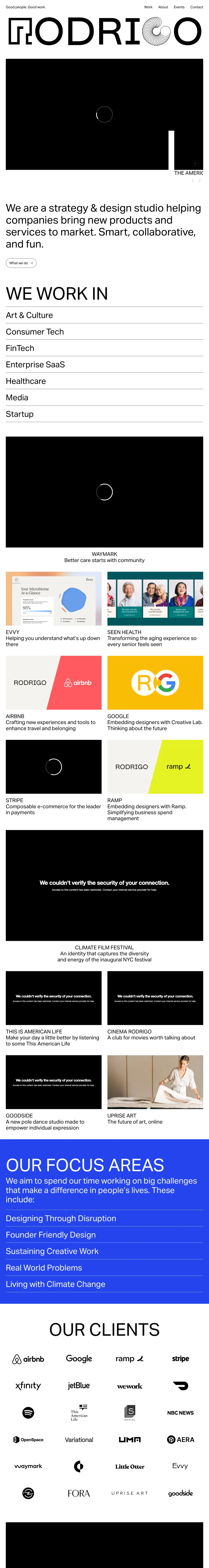 Full-page screenshot of the Studio Rodrigo website