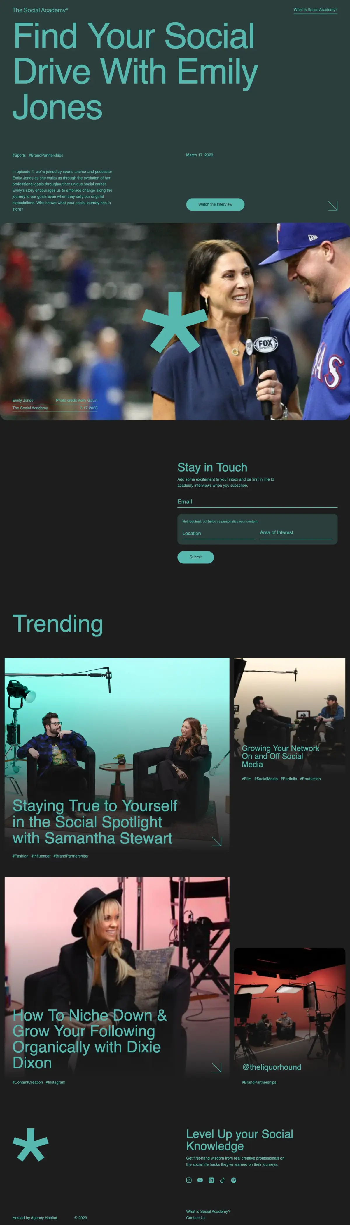 Full-page screenshot of the The Social Academy website
