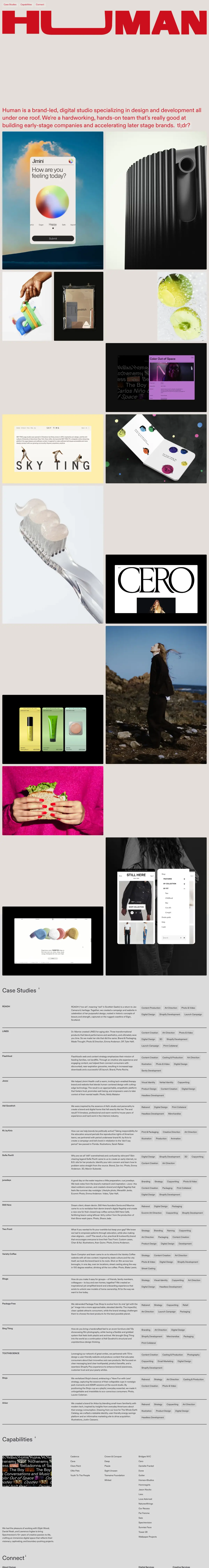 Full-page screenshot of the Human NYC website