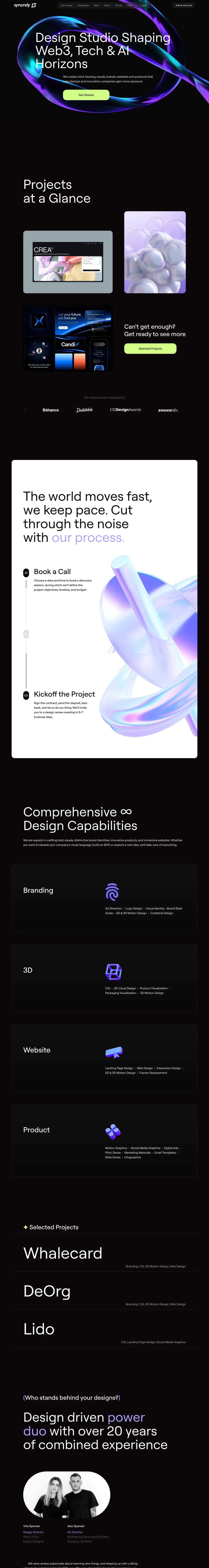 Full-page screenshot of the Syncrely website