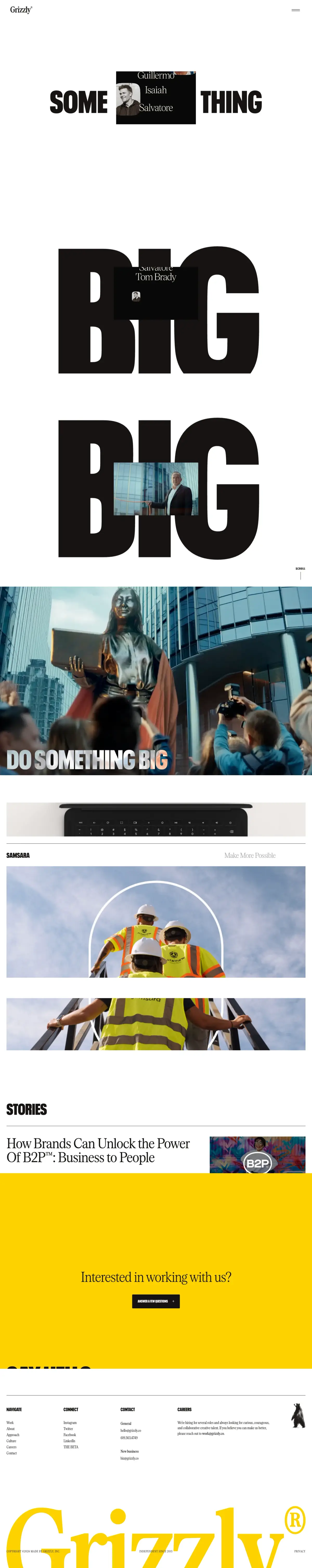 Full-page screenshot of the Grizzly website
