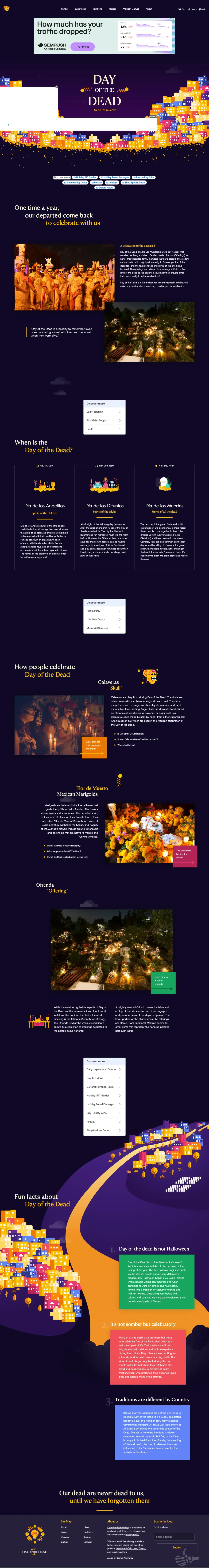 Full-page screenshot of the Day of the Dead website
