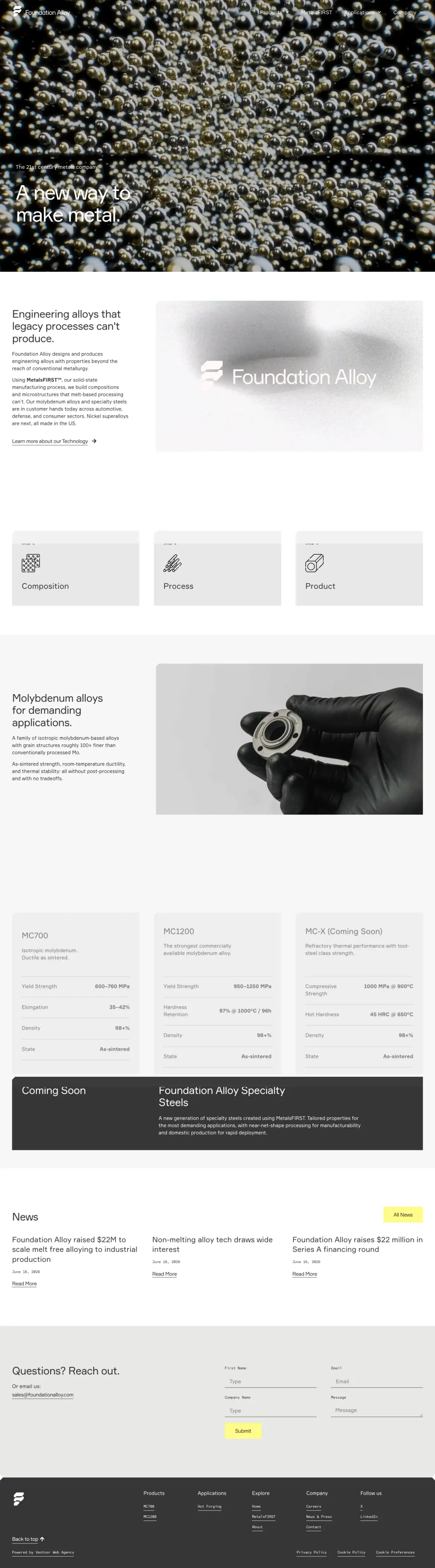 Full-page screenshot of the Foundation Alloy website