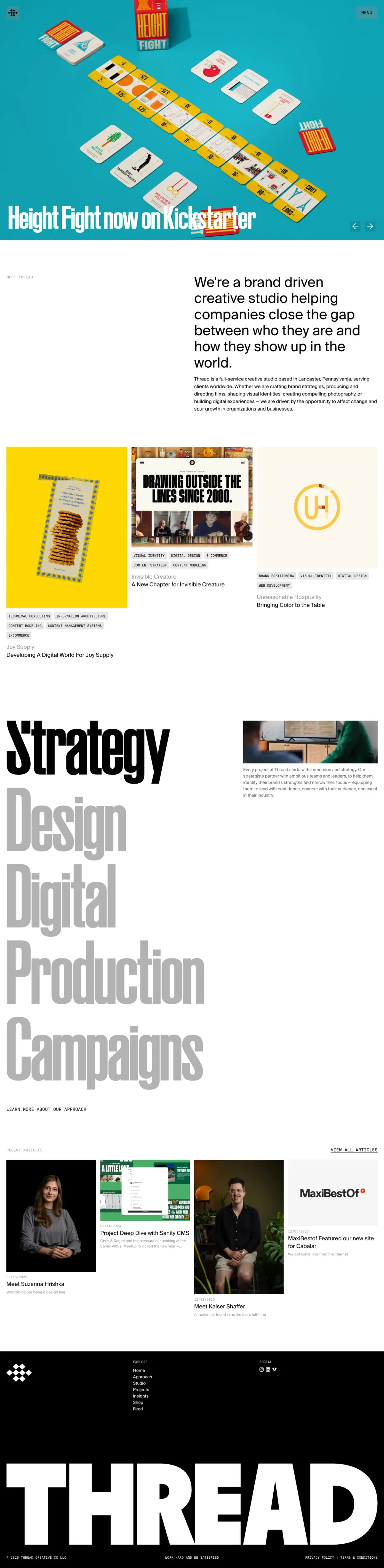 Full-page screenshot of the Thread website