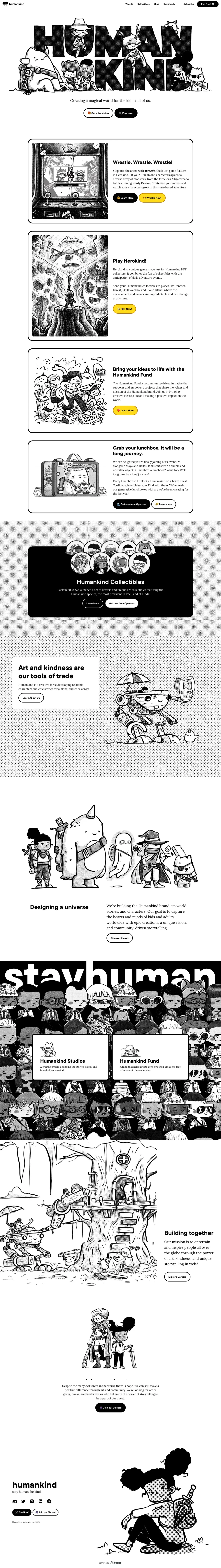 Full-page screenshot of the Humankind website
