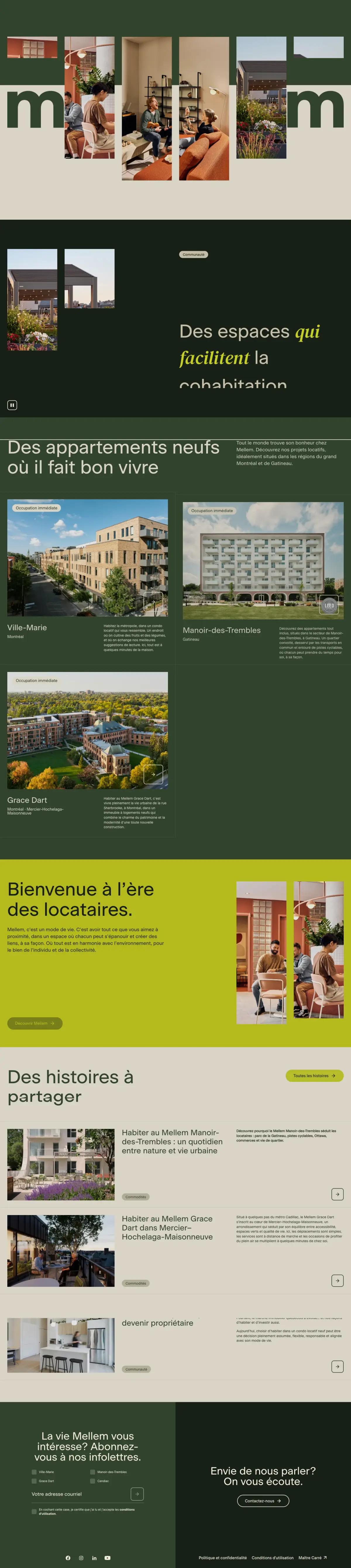 Full-page screenshot of the Mellem website