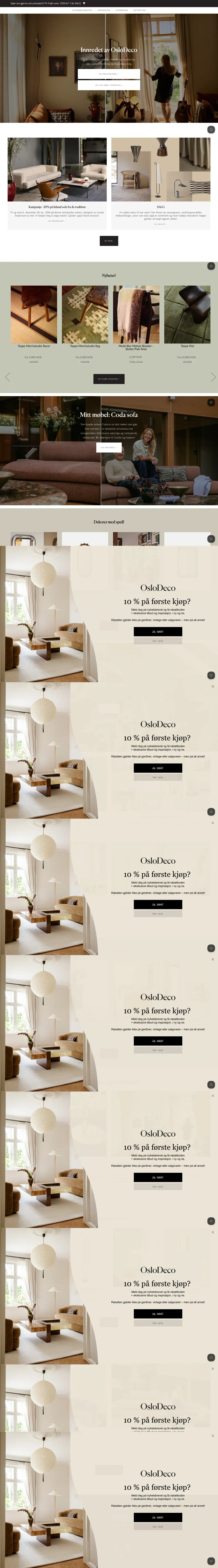 Full-page screenshot of the OsloDeco website