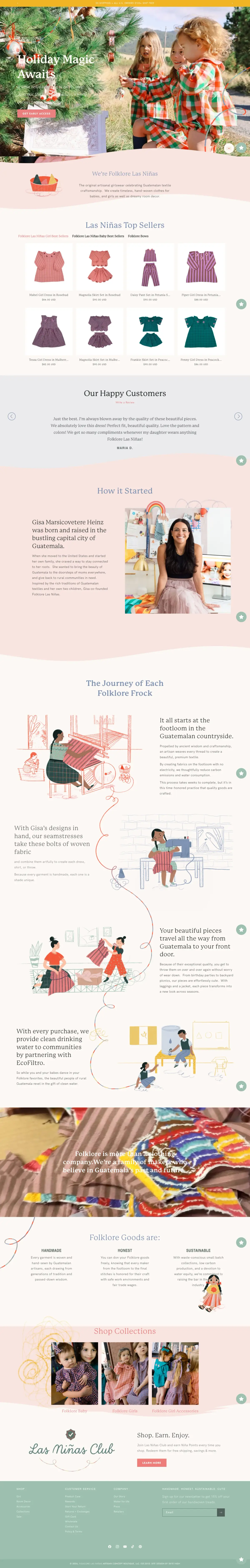 Full-page screenshot of the Folklore Las Niñas website