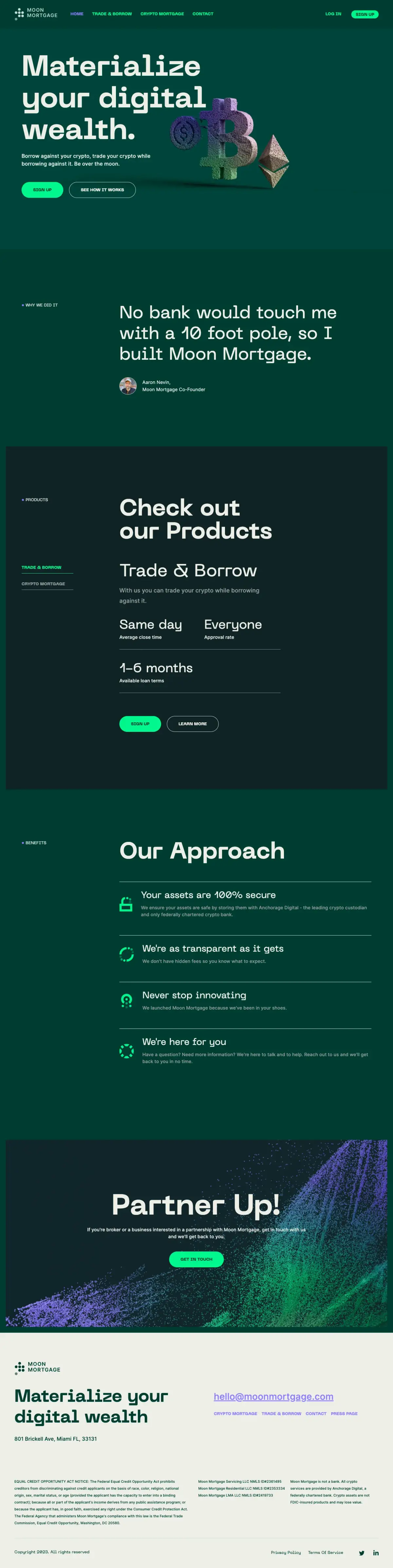 Full-page screenshot of the Moon Mortgage website