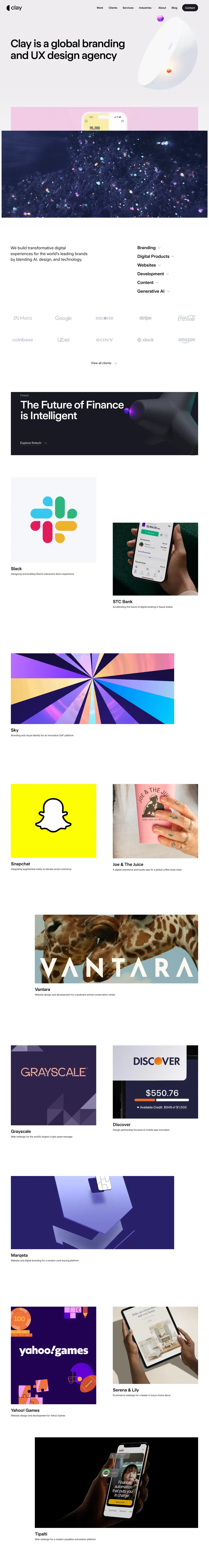 Full-page screenshot of the Clay website