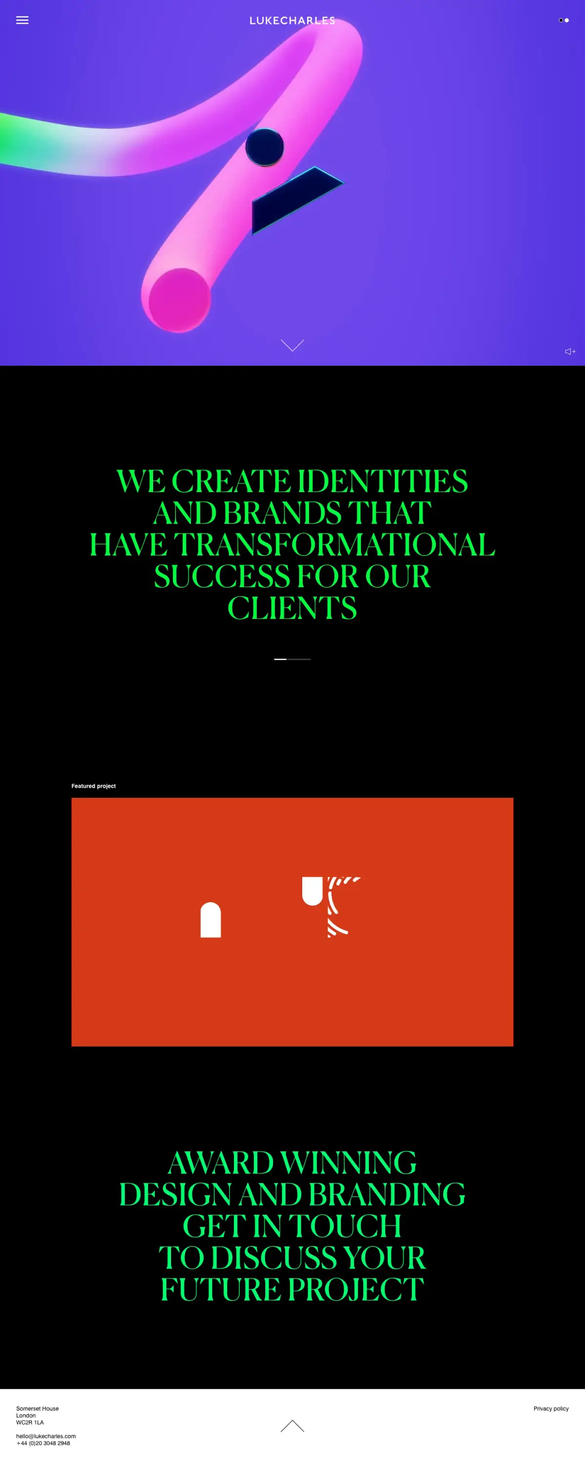 Full-page screenshot of the LUKECHARLES website
