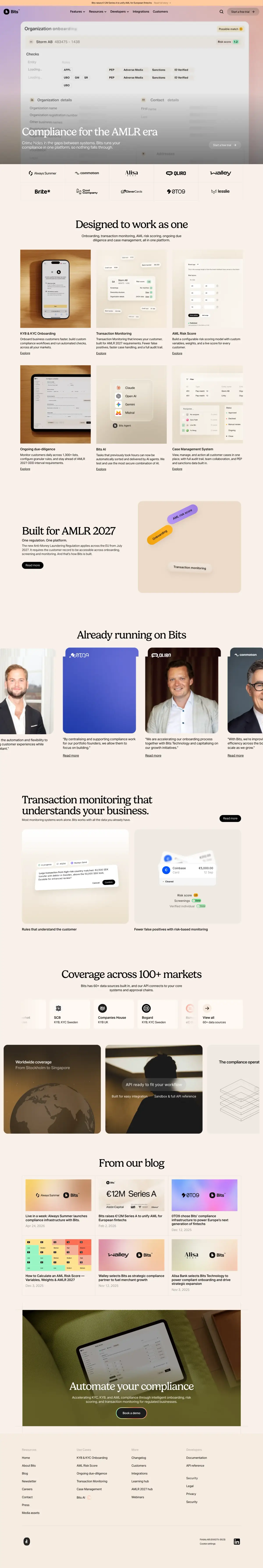 Full-page screenshot of the Bits Technology website