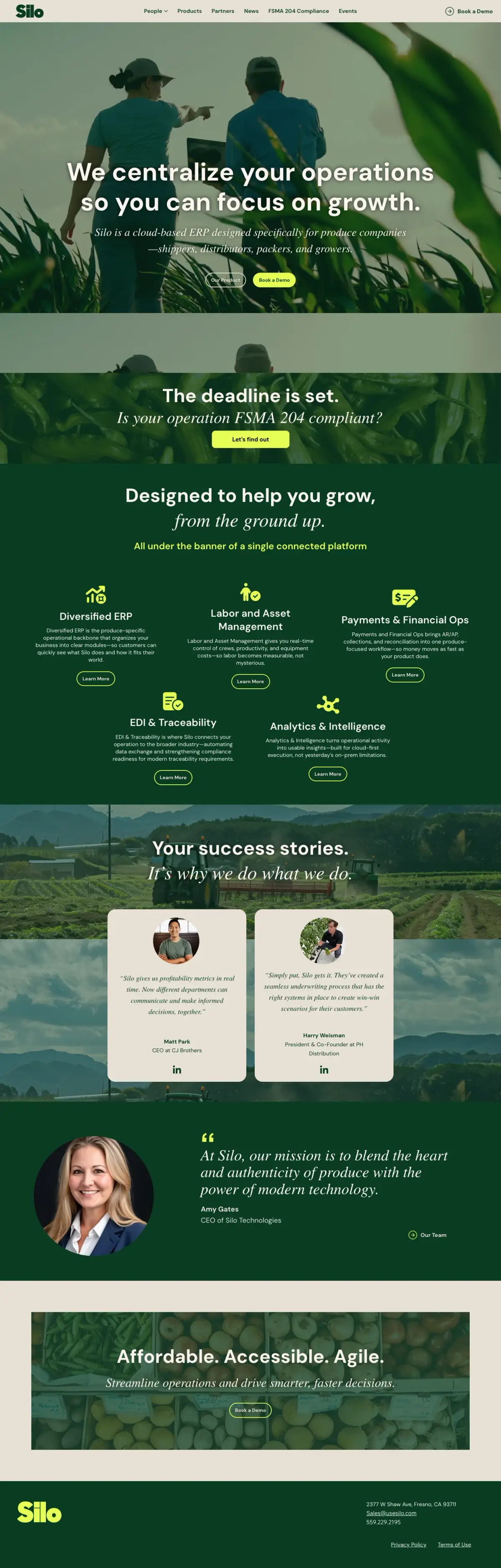 Full-page screenshot of the Silo website