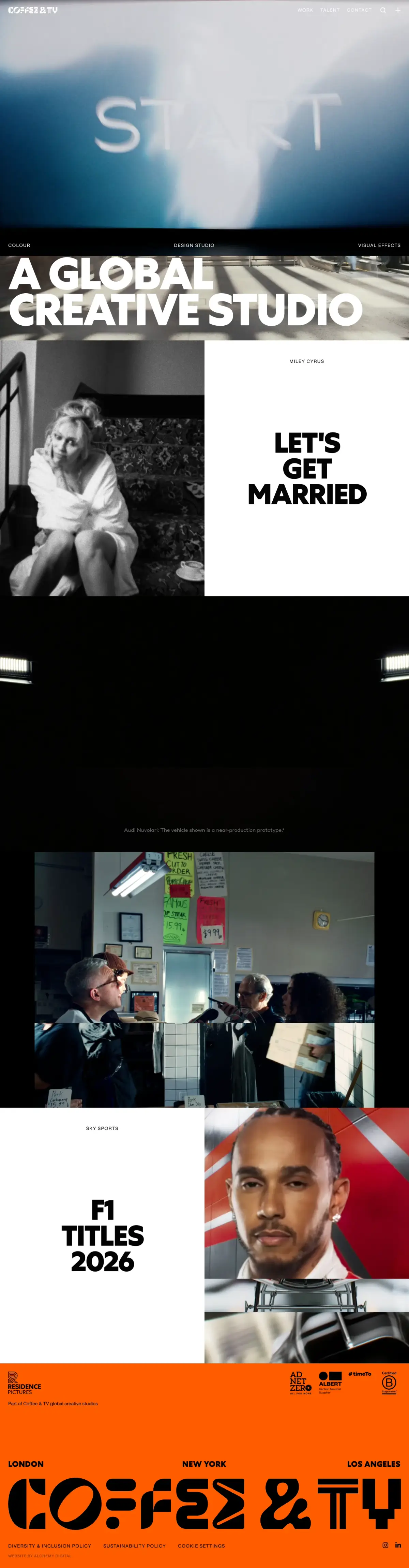 Full-page screenshot of the Coffee & TV website