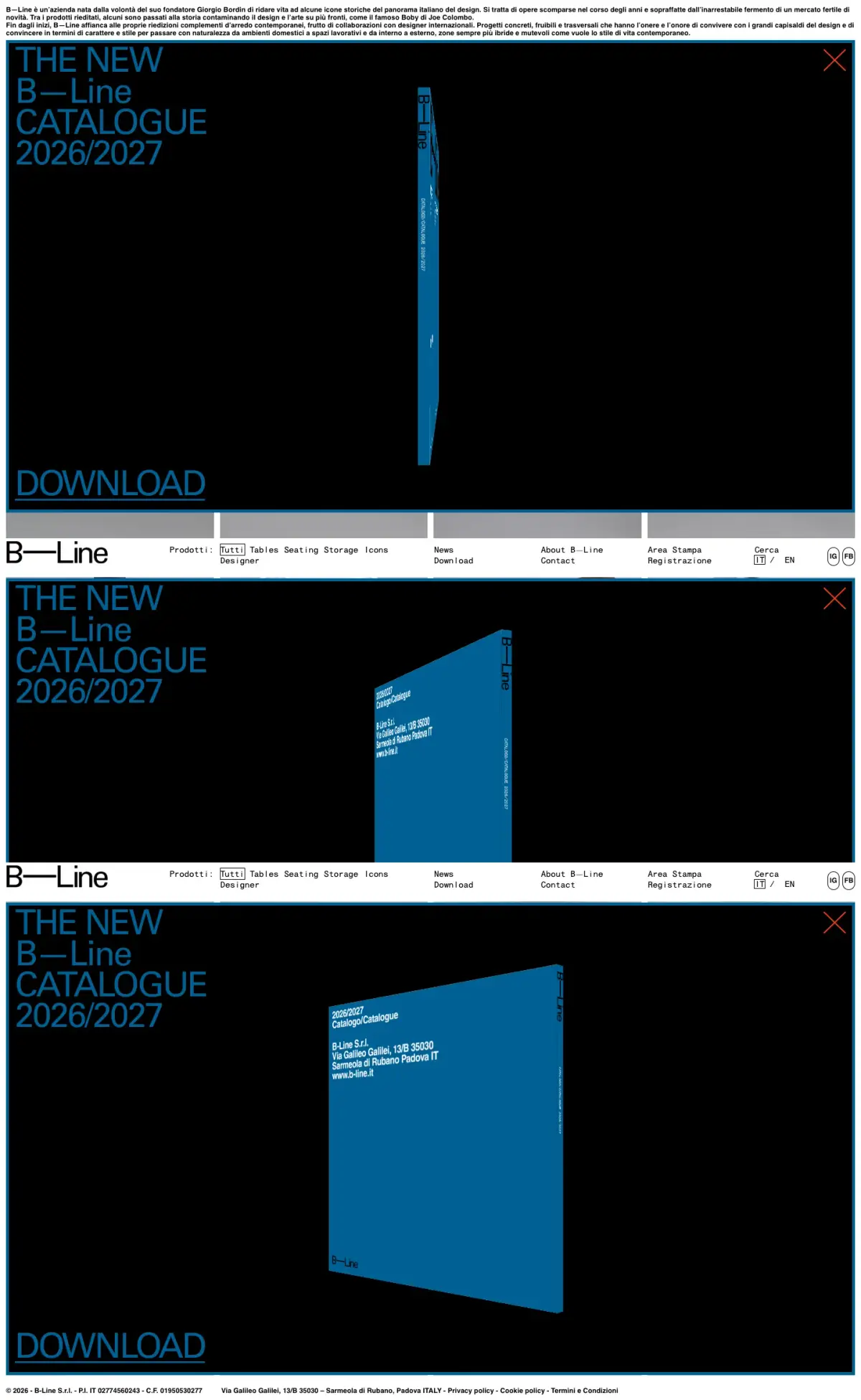 Full-page screenshot of the B-Line website