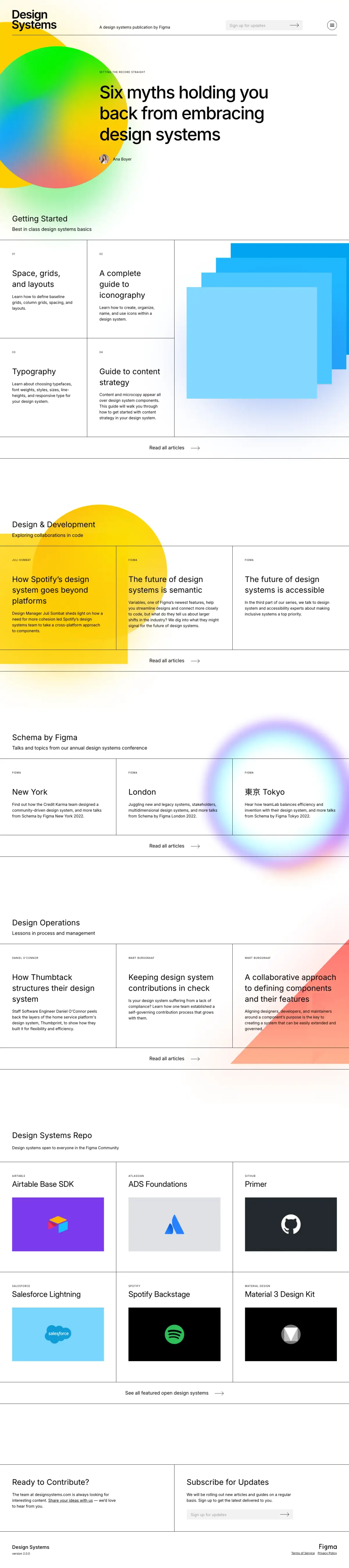 Full-page screenshot of the Design Systems website